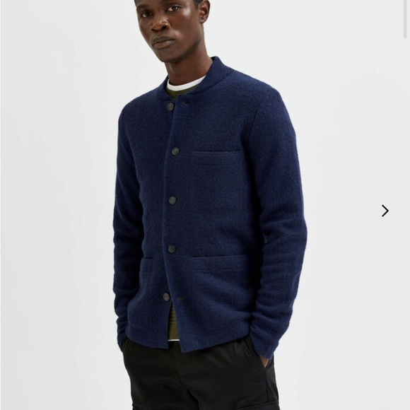 Selected Homme Bomber Style Knitted Cardigan - Picture 4 of 5